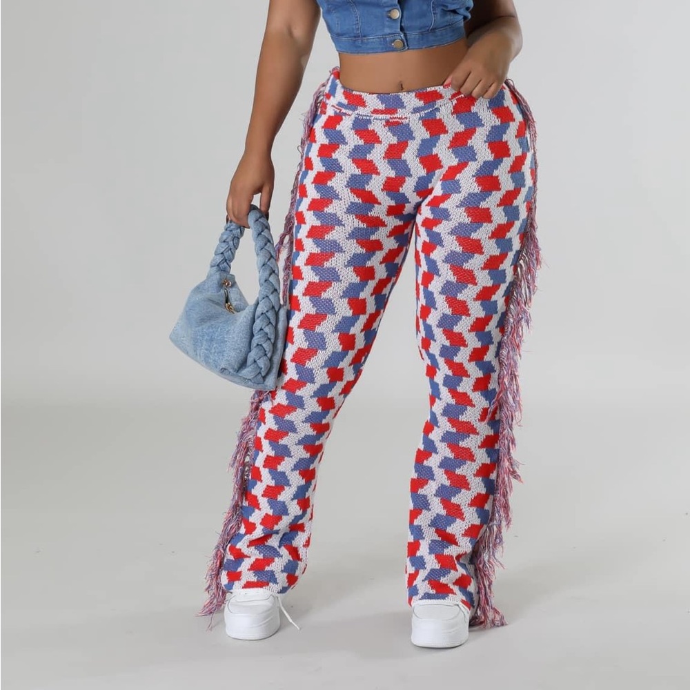 NWT Sweater knit fringe pants